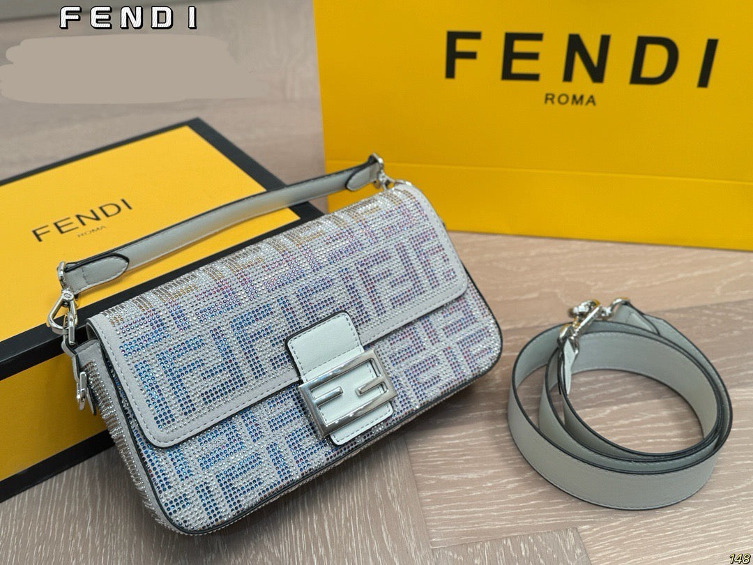 Fe*di Diamond Encrusted Baguette Bag