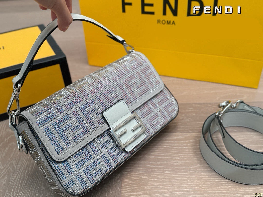 Fe*di Diamond Encrusted Baguette Bag