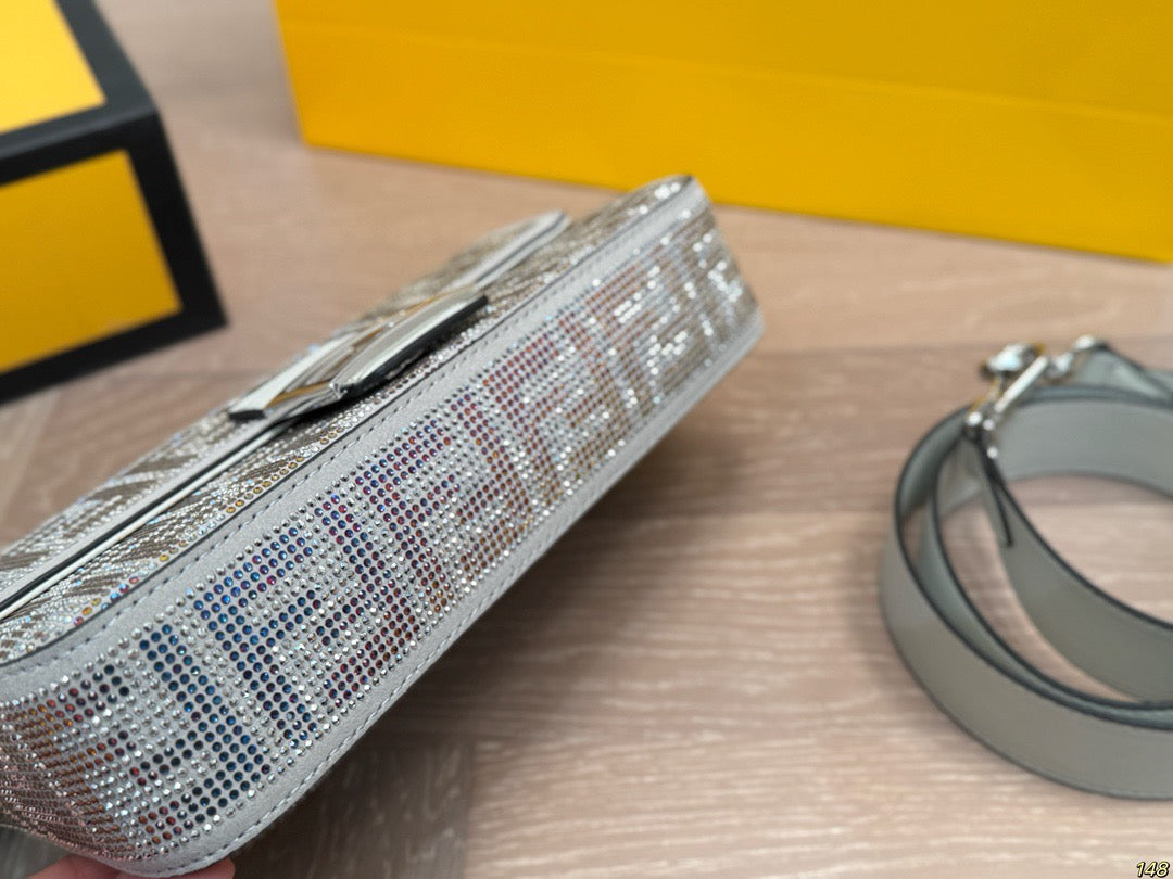 Fe*di Diamond Encrusted Baguette Bag