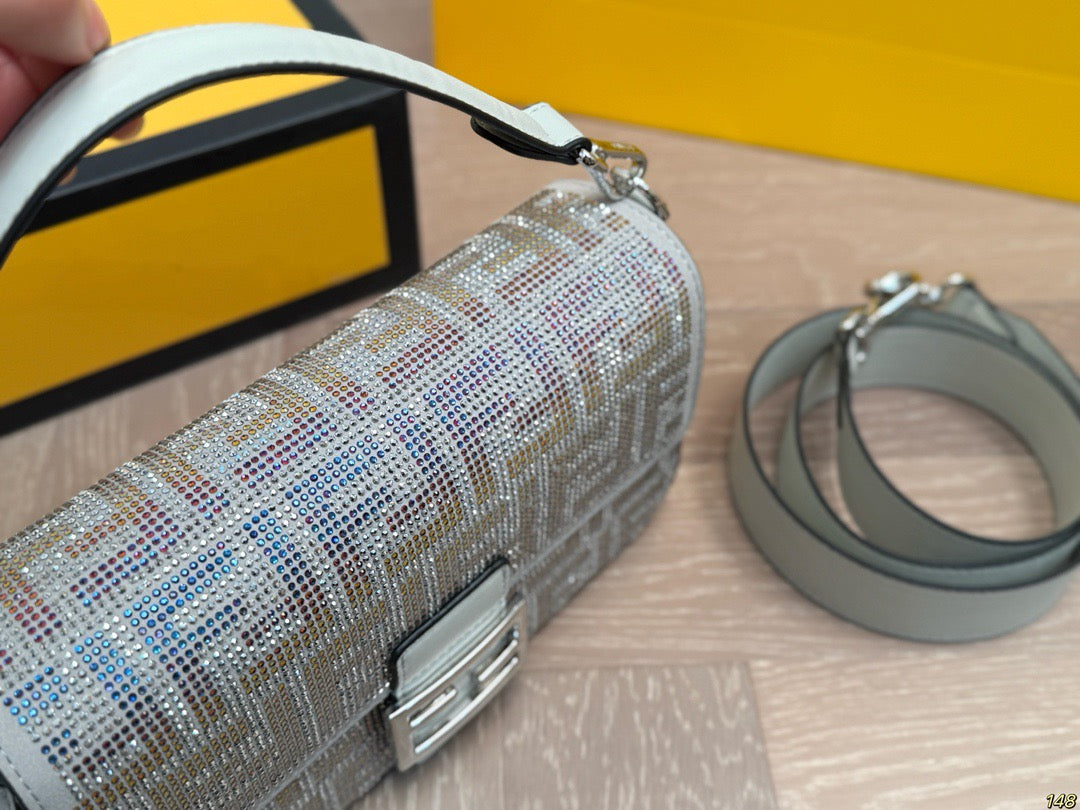Fe*di Diamond Encrusted Baguette Bag