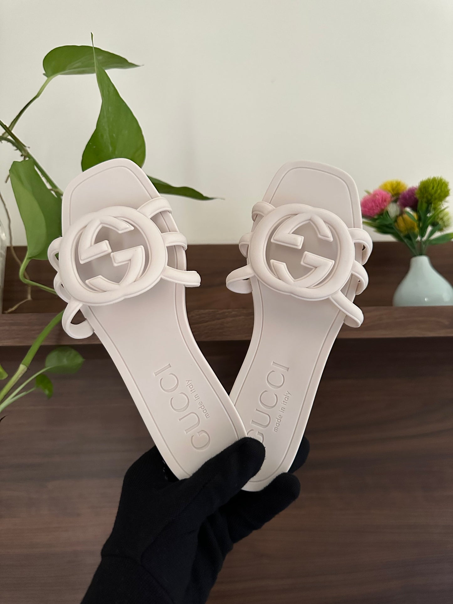 GG Slide White/Beige