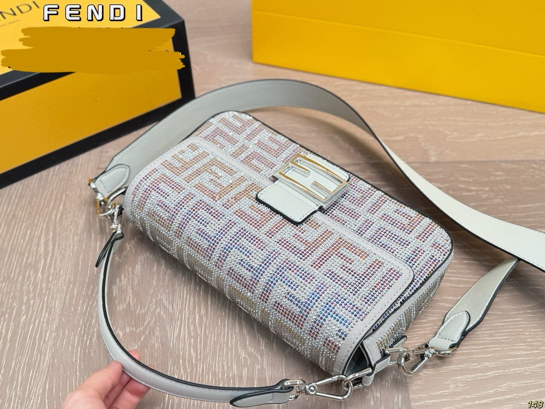 Fe*di Diamond Encrusted Baguette Bag