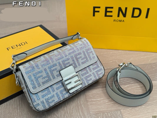 Fe*di Diamond Encrusted Baguette Bag