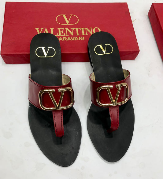 Vale*tino Brand Slipper ( Wine Red )